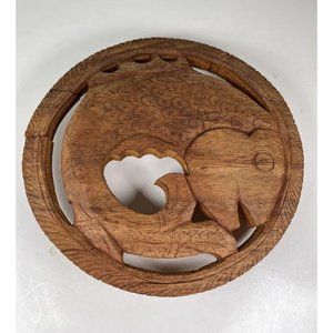 SMALL Handmade Wooden Fish Trivet - with Flaws - Made in India